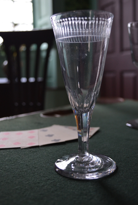 Copper wheel engraved wine glass.