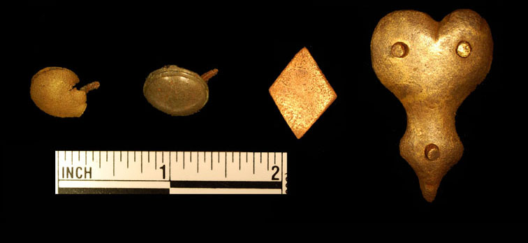 Ferry Farm leather ornaments dating from the 1700s. The Harwoods, Strothers or the Washingtons may have purchased these.