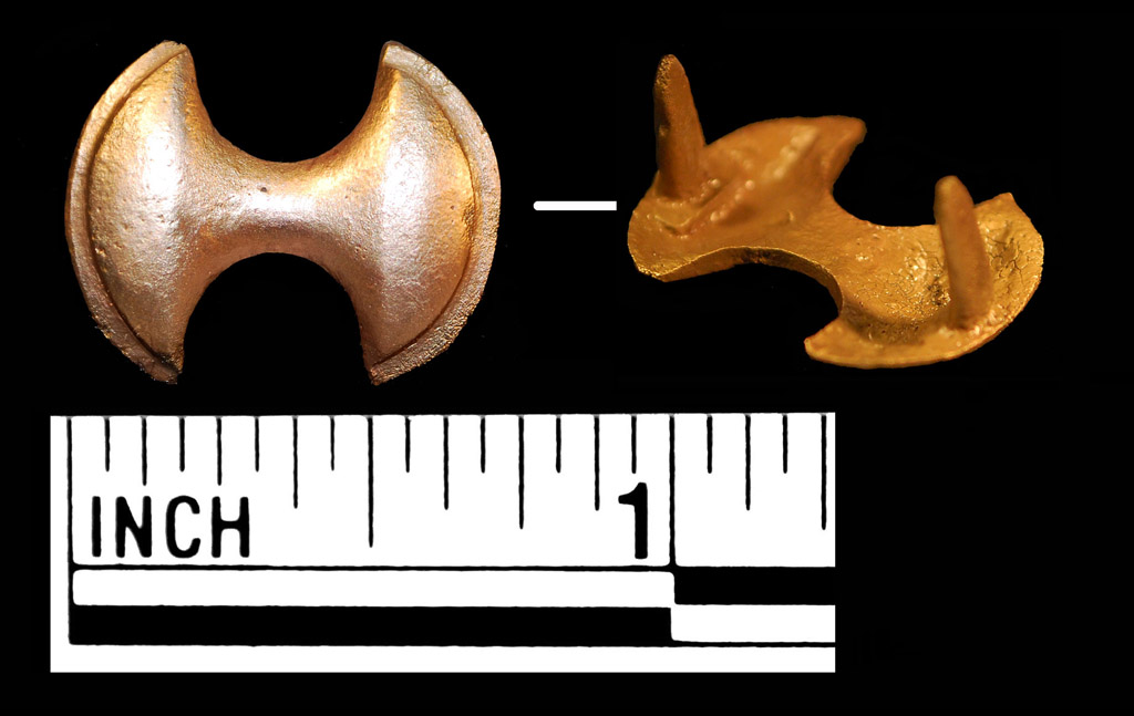 This copper-alloy mount dates from the mid-to-late 1700s.