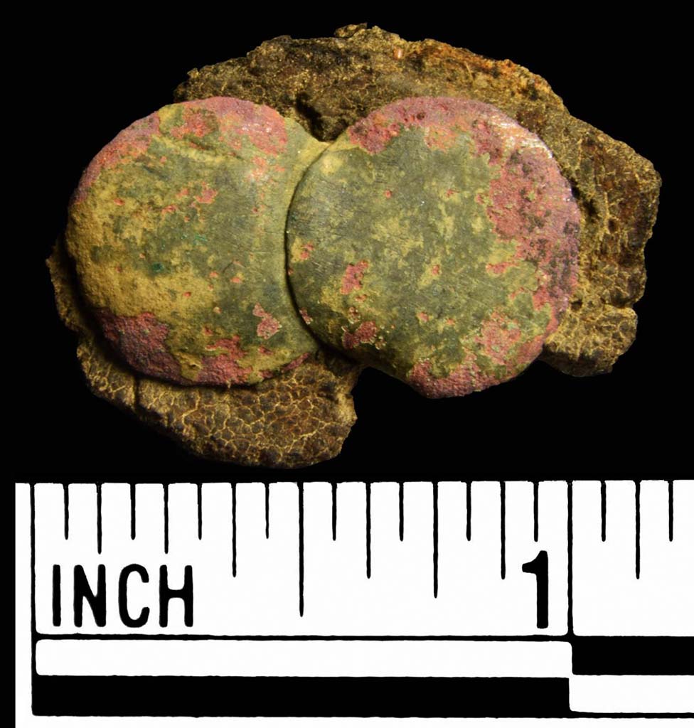 Copper naturally repels the bacteria that break down organic materials such as leather. These mid-to-late 1700s Washington family ornaments have actually preserved a small portion of the original leather straps they adorned.