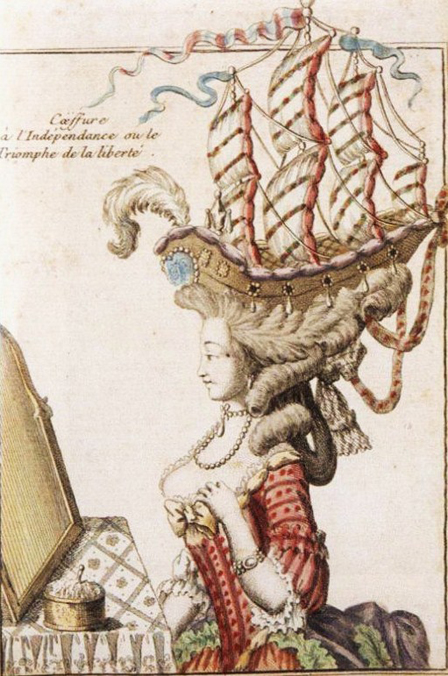 A satirical view of the "Coiffure à la Belle Poule." Public domain. Credit: Henri Moreau/Wikipedia.