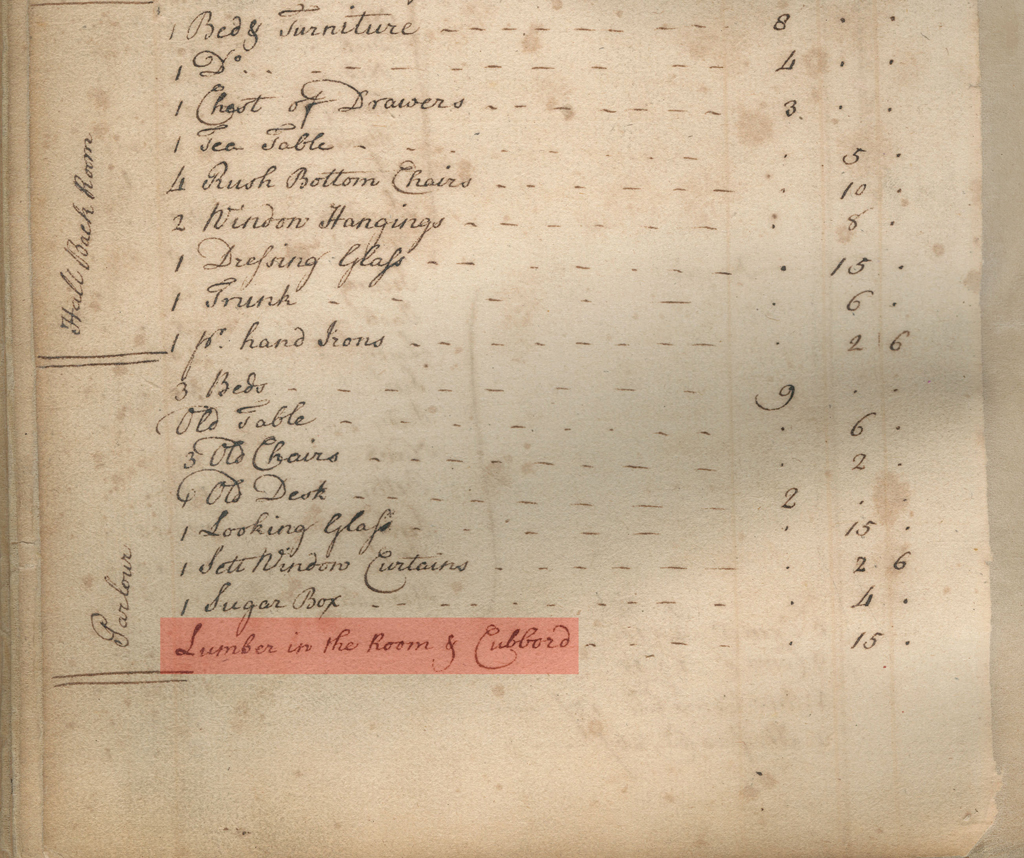 Probate Inventory - Corner Cupboard