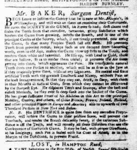 Baker's Ad in the VA Gazette