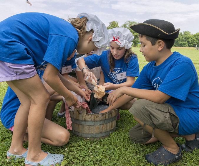 History Campers doing laundry