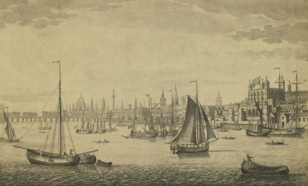 'The South East Prospect of London from the Tower to London Bridge' 1746 by John Maurer