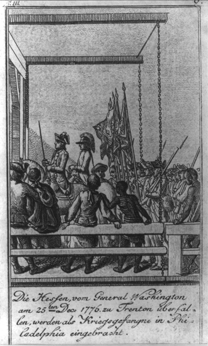 The Hessian held up by General Washington on December 25, 1776 at Trenton are earned as prisoners of war in Philadelphia