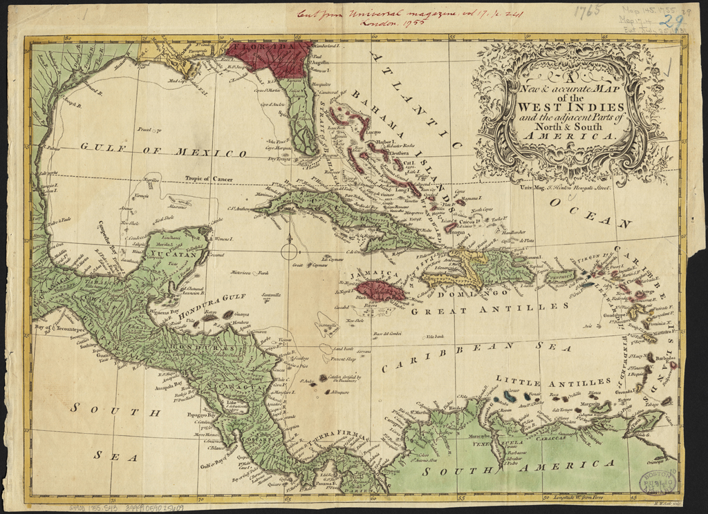 A new &amp; accurate map of the West Indies and the adjacent parts of North &amp; South America (1755) by William Richard Seale