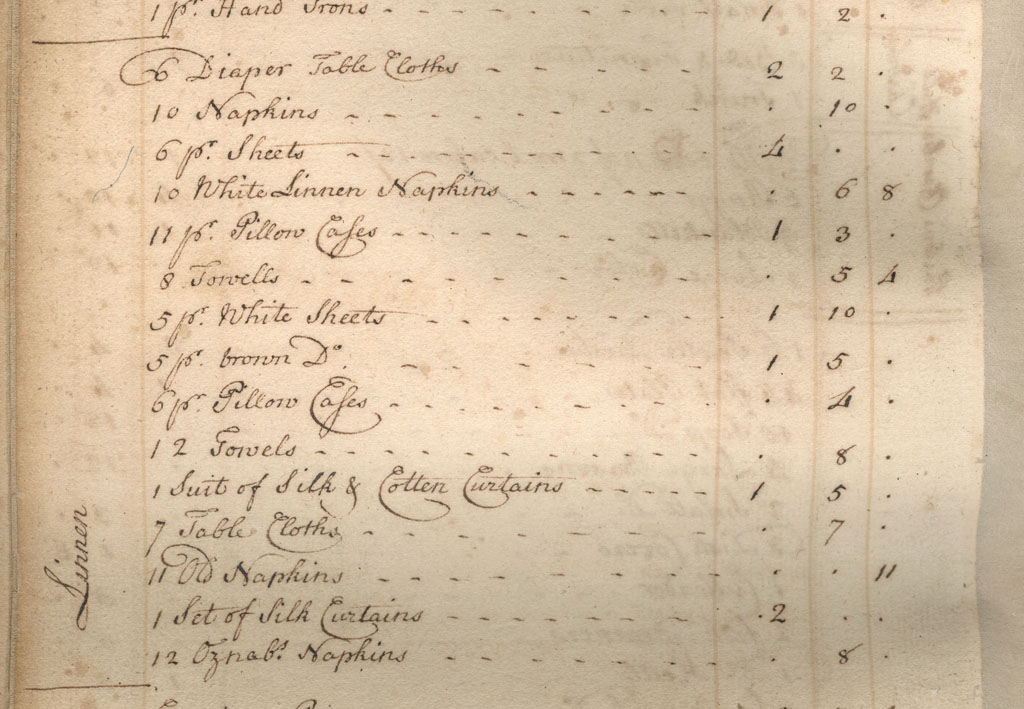 Linens on the Augustine Washington 1743 Probate Inventory