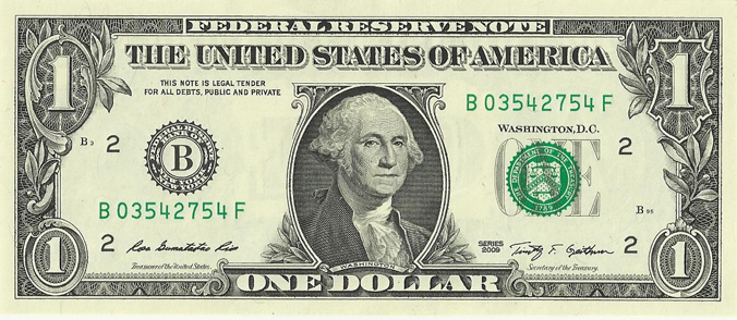 Current US $1 bill
