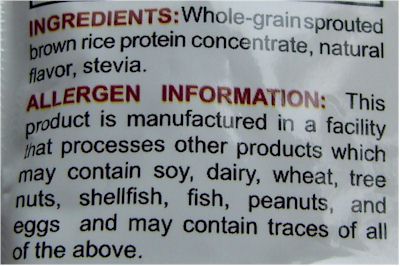 Label with an allergen warning