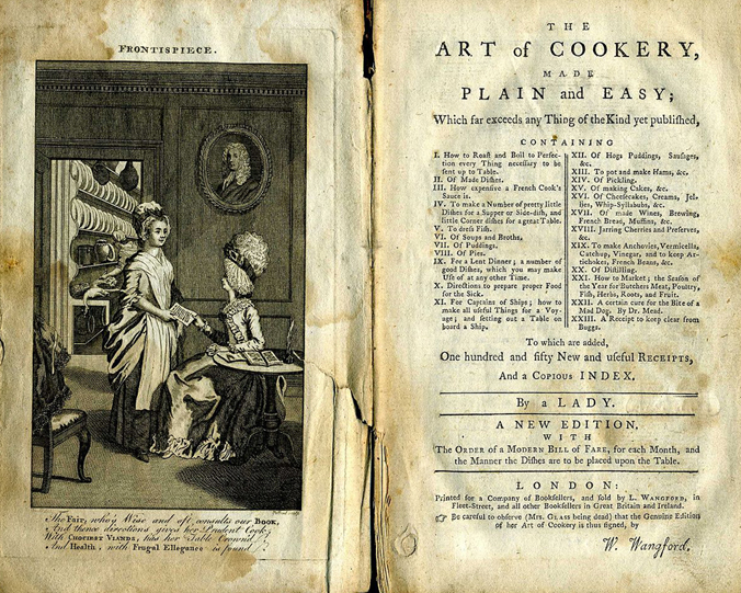 Hannah Glasse's 'Art of Cookery' frontispiece