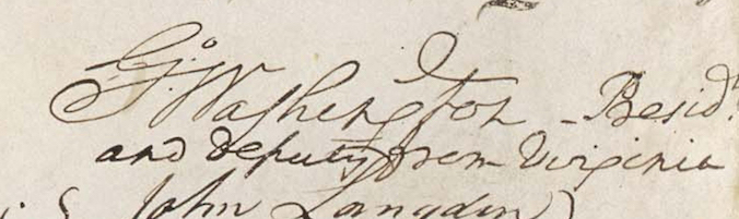 Washington signature closeup