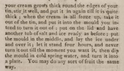printed text of how to make ice cream
